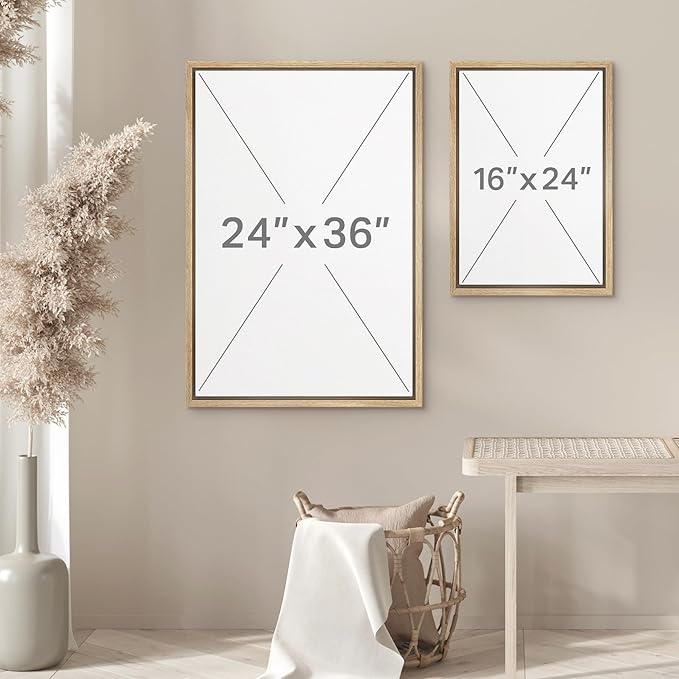 wall26 Framed Canvas Print Wall Art Set Minimal Horizon Landscape in Calm Neutral Shades Illustrations Modern Art Decorative Multicolor for Living Room, Bedroom, Office - 16"x24"x3 NATURAL
