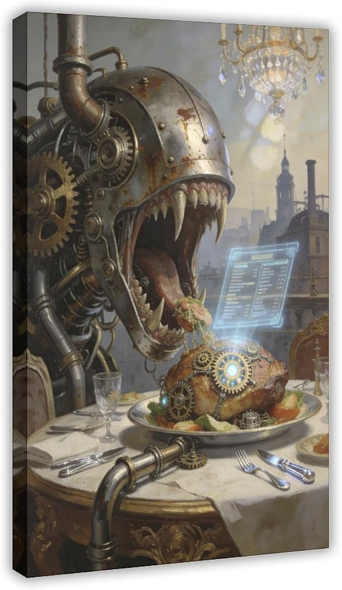 Framed Steampunk Fantasy Wall Art for Living Room And Dining Room Vintage Industrial Decor 08x12inch(20x30cm)