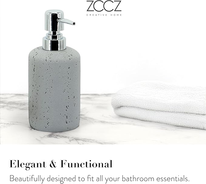 ZCCZ -Beige Bathroom Accessories Set 4 Pcs - Toothbrush Holder, Soap Dispenser, Vanity Tray, Bathroom Tumbler - Countertop Vanity Organizer - Bathroom Accessory Set- Toothbrush Holder Set, Stone Sets