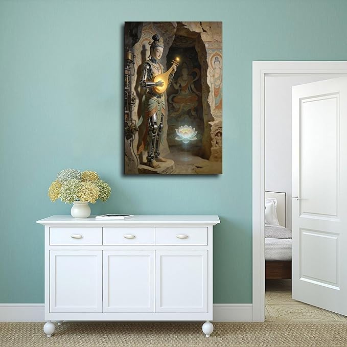 Framed Steampunk Mechanical Fairy Wall Art - Cultural Retro-Futuristic Poster for Home Office Bedroom Decor 24x36inch(60x90cm)