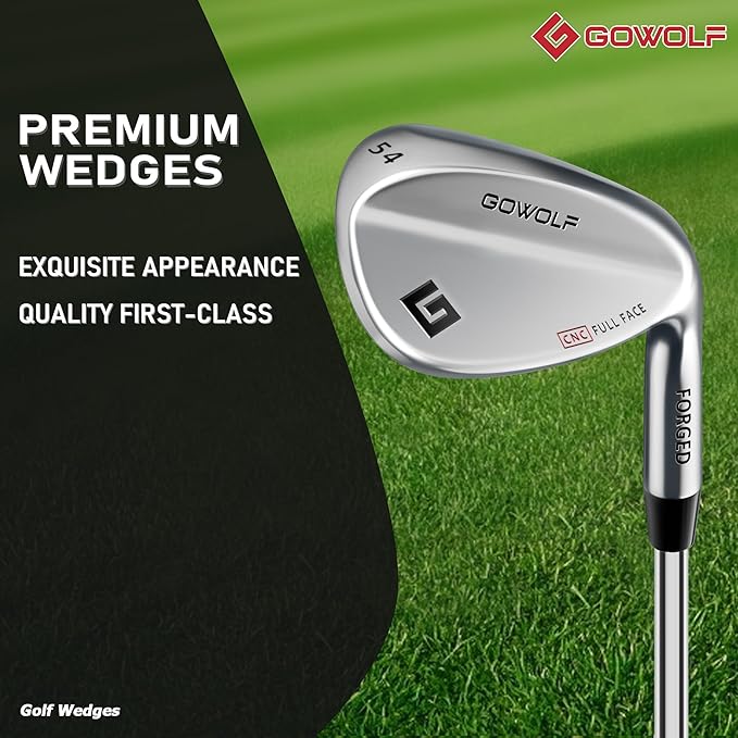 Gowolf Forged Golf Wedges 50/52/54/56/58/60/69 Degree Single or Sets for Men, Right Hand Premium Full Face Gap Wedge Sand Wedge Lob Wedge Golf Club, Great Golf Gifts - CNC Milled Face for More Spin