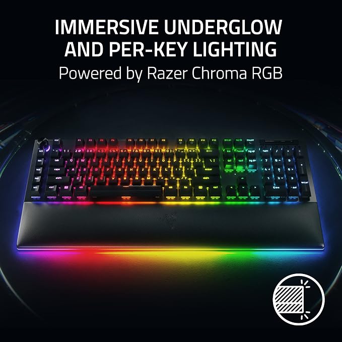 Razer BlackWidow V4 Pro Wired Mechanical Gaming Keyboard, Orange Switches | Tactile & Quiet Switches, Doubleshot ABS Keycaps, Command Dial, 8 Dedicated Macro Keys, RGB, Snap Tap, Magnetic Wrist Rest