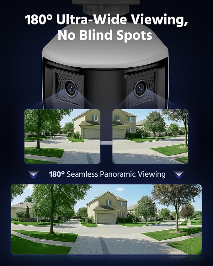 ANNKE FCD800 4K 8MP Dual-Lens PoE Security Camera, 180��Panoramic View, Smart Light Color Night Vision, Two-Way Audio, Light&Sound Alarm, AI Human/Vehicle Motion Detection, IP67 Weatherproof