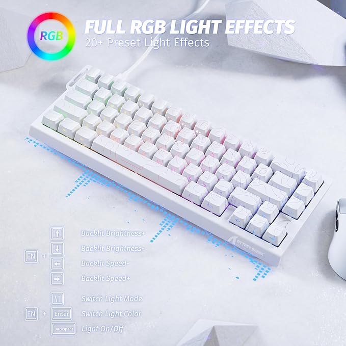 ATTACK SHARK X68HE 60% Wired RT 8K Keyboard+Wireless R1 Mouse-White Contour | Adjustable Actuation,Hall Effect Mechanical Magnetic Switch,Coiled Cable,USB C/2.4Ghz/BT Ultralight 18K DPI Mice for PC Gamer