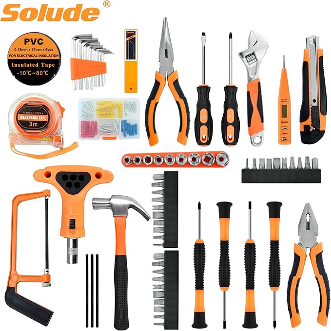 SOLUDE Tool Set,182-Piece Home Repair Tool Kit for Men Women College Students,Household Basic Hand Tool Sets with Case for Home Maintenance,Dorm Essentials and DIY Projects