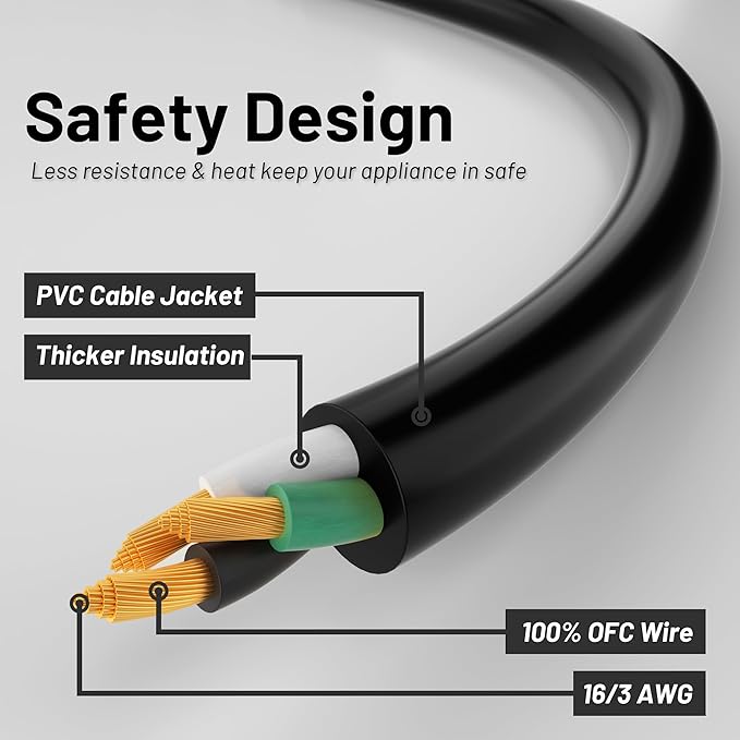16/3 Black Indoor Outdoor Extension Cord 25 Ft 2 Pcs Waterproof, Extension Cord with 3 Prong,13A 1625W 16AWG SJTW, Flexible Weatherproof Power Cable for Offices, Gardens and Lawns
