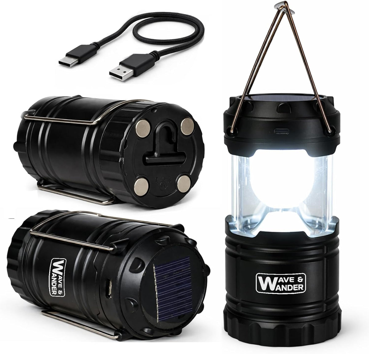 Solar & Rechargeable LED Camping Lantern - Waterproof IP55, Bright & Portable with Power Bank | Ideal for Camping, Hiking & Outdoor Use