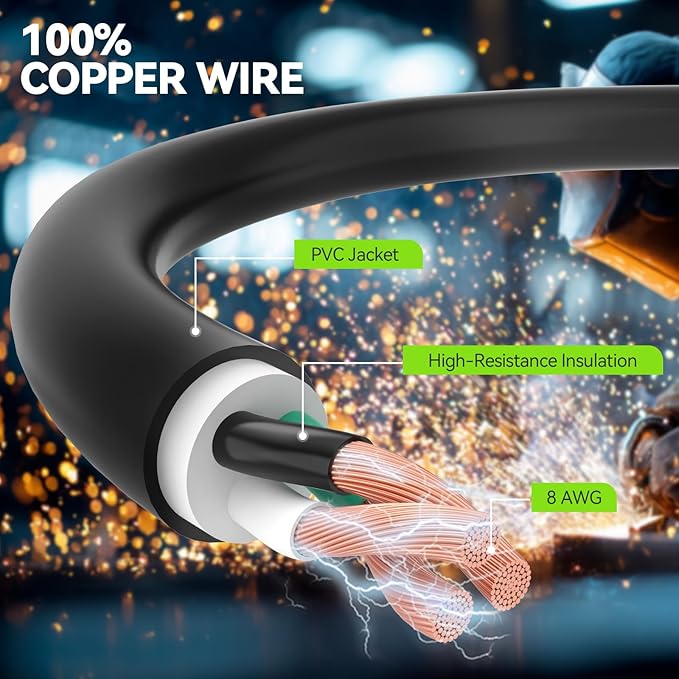 RVGUARD 250V 40 Feet Welder Extension Cord, Heavy Duty 8 AWG NEMA 6-50 STW Welding Cord with Power Indicator End, ETL Listed