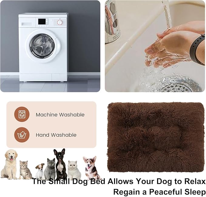 Dog Crate Mat, Dog Bed for Large Dogs, Comfy Fluffy Kennel Pad Anti-Slip for Dog beds & Furniture, Quilted Dog Bed for Pets for Medium/Small Dogs Cats (Color : Coffee, Size : 25x18)