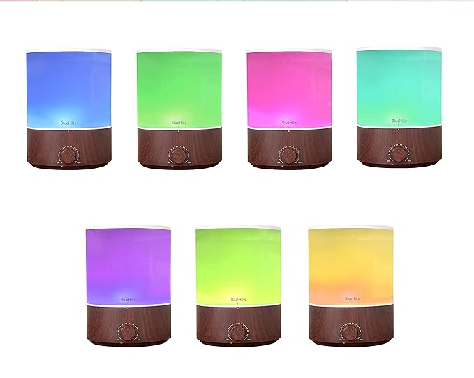 BlueHills Large Essential Oils Diffusers for Large Rooms Set of 2 4000ML Capacity Models Adjustable Cool Mist Output Options – Value Pack of Dark Wood Grain and Wood Grain.