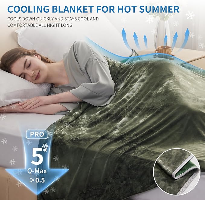 Guohaoi Cooling Blanket for Hot Sleepers and Night Sweats 90"x90" Queen | Arc-Chill Q-Max >0.5 Cool Fiber,100% Oeko-Tex Certified Lightweight Summer Blanket for Travel/Outdoor Ultra Cold Breathable
