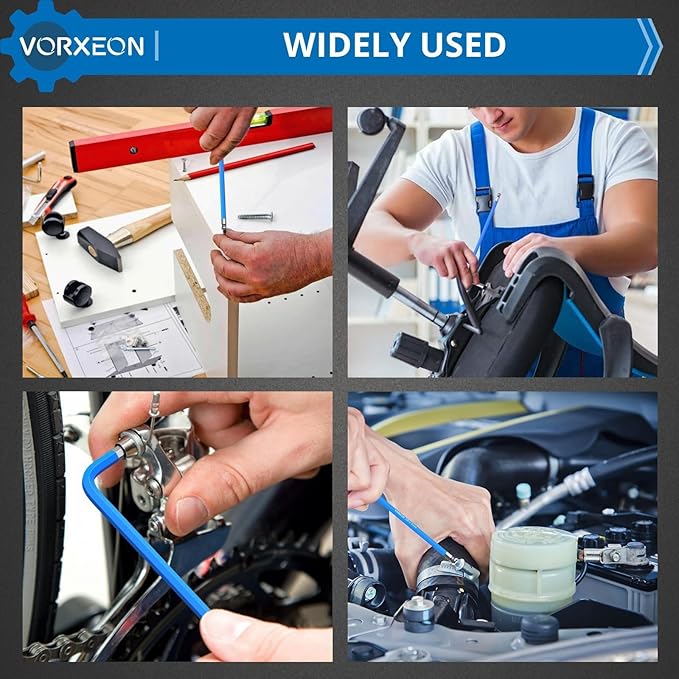 9 PCS Blue Allen Wrench Set Hex Keys 1.5-10 mm Metric Long Ball Flat End Cr‑V and S2 Steel L-key with Visible coding for Handyman DIY Bike Auto Repair Tools