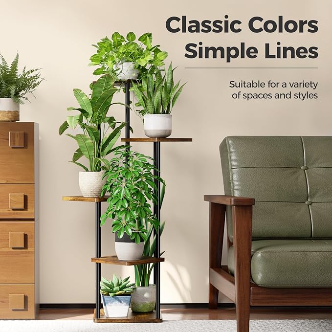 Bamworld Plant Stand Indoor Tall Plant Shelf for Multiple Plants Corner Plant Table Tiered Flower Stand for Living Room Bedroom Balcony Brown