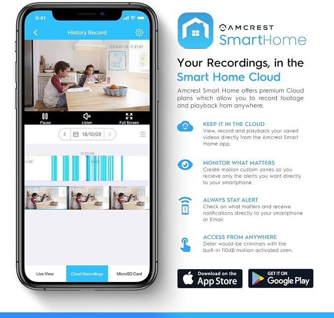 Amcrest 4MP WiFi Camera Indoor Camera, Sound & Baby Monitor, Human & Pet Detection, Motion-Tracking, w/ 2-Way Audio, Phone App, Pan/Tilt Wireless IP, Night Vision, Smart Home ASH41-W