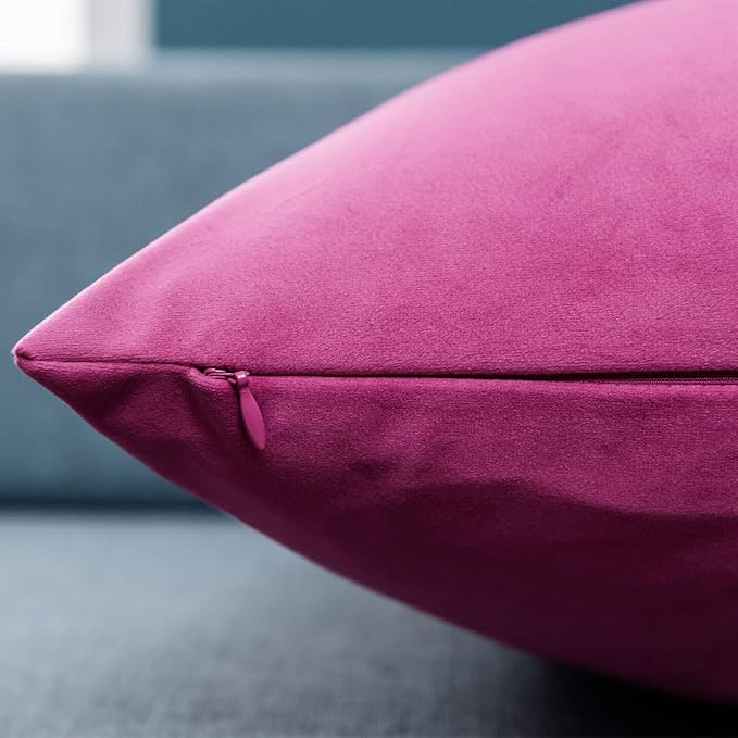 26x26 Throw Pillow Covers Decorative Velvet Couch Covers Set of 2,Rose Red | JUSPURBET Cozy Soft Velvet Pillowcases with Invisible Zipper for Modern Couch Sofa Bed Living Room Bedroom Home Decor