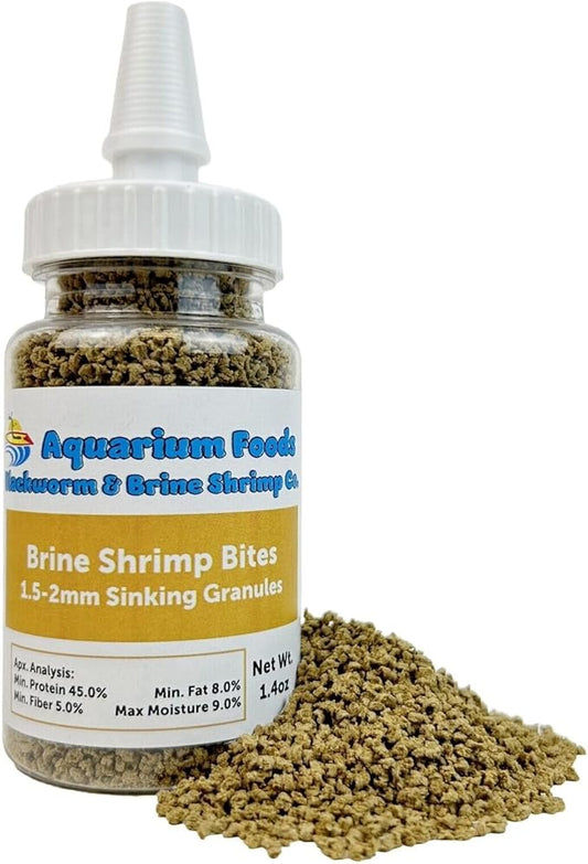 Aquatic Foods Inc. Brine Shrimp Sinking Bites for Guppies, Cichlids, Discus, Corys, Tetras, Bettas All Tropical Fish…1.4oz Squeeze Bottle