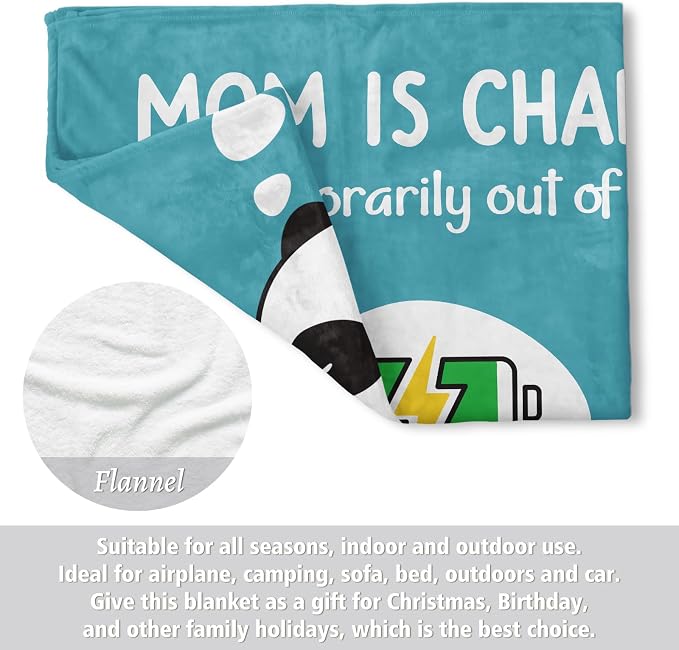 Craftique Mom Birthday Gifts, Funny Gifts for Mom- Mom's Charging Blanket | Mom Gifts for Women from Daughter Son Husband, Super Soft Blanket Throw for Napping Travel, 80”×60”