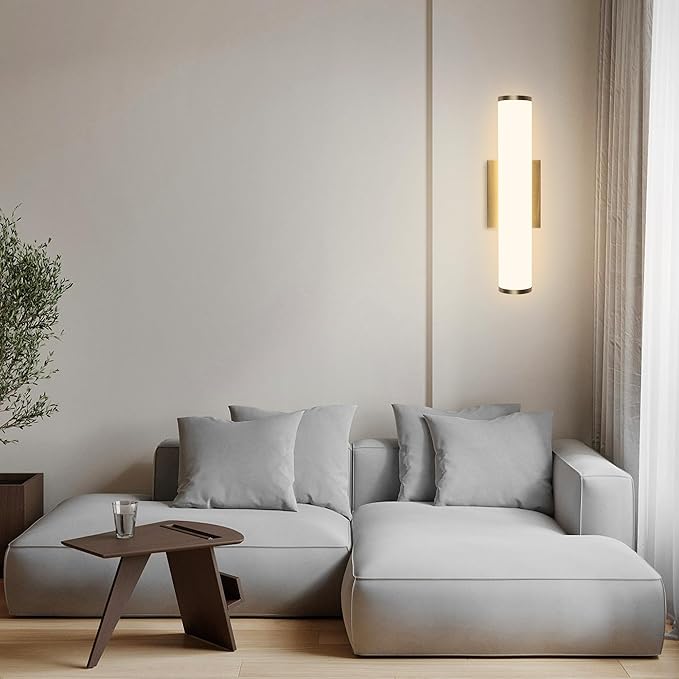 Kalium 16in Modern Wall Sconces, Dimmable Bathroom Vanity Lights, 3000K Warm White LED Indoor Sconces Lighting for Bathroom, Stairs, Living Room, Bedroom. Hardwired.