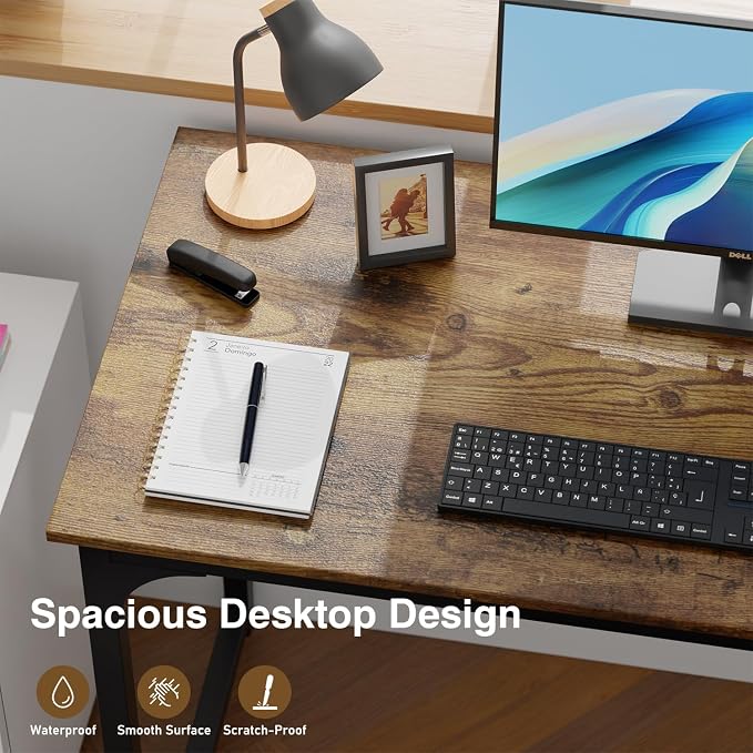 BestOffice Sturdy Desk Computer Desk Home Office Desk Small Desk Multi-Function Writing Table Student Art Modren Simple Style PC Wood and Metal Desk Workstation (39 inch, Vintage)