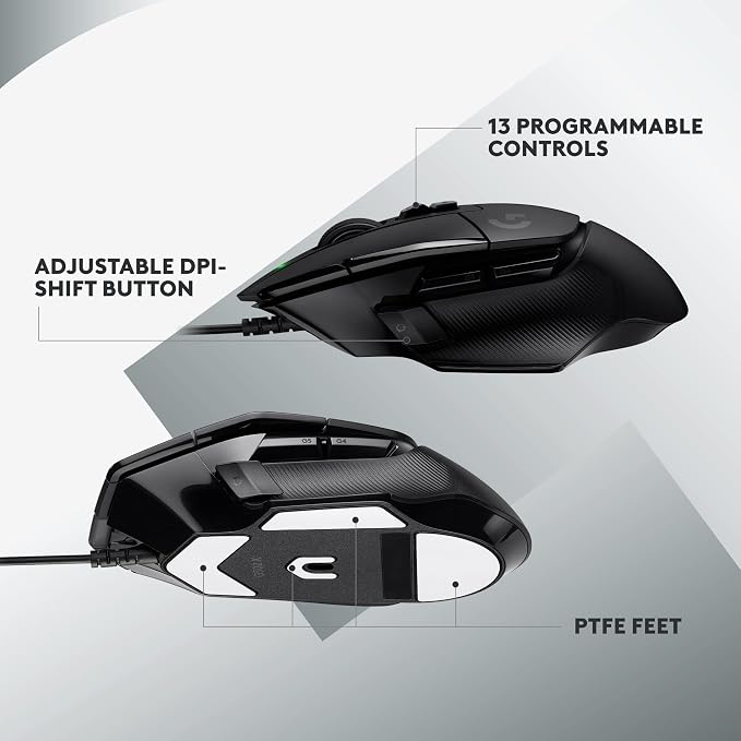 Logitech G502 X Wired Gaming Mouse - Black | Optical Switches, 13 Buttons, Infinite Scroll, PC/MacOS Compatible