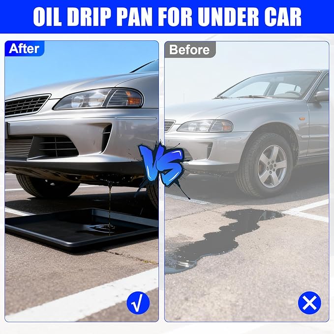 3-Pack Oil Drip Pan for Under Car(35.4 x 24 x 1.6 Inch) with Two Pairs of Gloves, Extra Large Oil Drip Pan for Car Oil Changes, Engine Maintenance, Pet Cleaning, and Home Appliance Repair