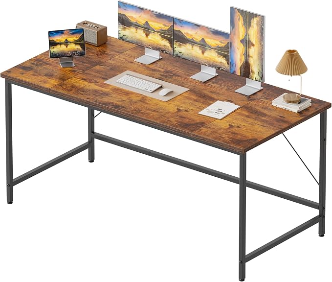 Mericonia 55x20 Inch Computer Desk, 0.6" Thick Small Office Table | Modern Simple Style, Study & Writing Table for Home Bedroom Work, Brown