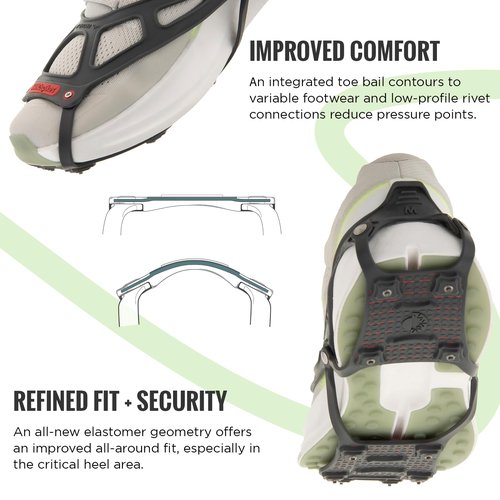 Kahtoola NANOspikes Footwear Traction for ICY Winter Road Running & Walking - Charcoal - Small