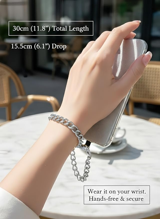 Metal Phone Wrist Lanyard Lightweight Aluminum Cellphone Strap Wristlet Classic Metal Phone Chain for Women and Men