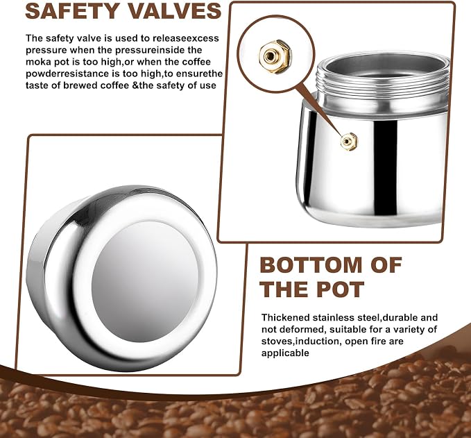12 Cup Stovetop Espresso Maker Stainless Steel Moka Pot Stove Top Percolator Italian Coffee Makers Capable Mocha Greca Machine Cafe Classic Induction Cookers for Home and Camping 600ml 20oz