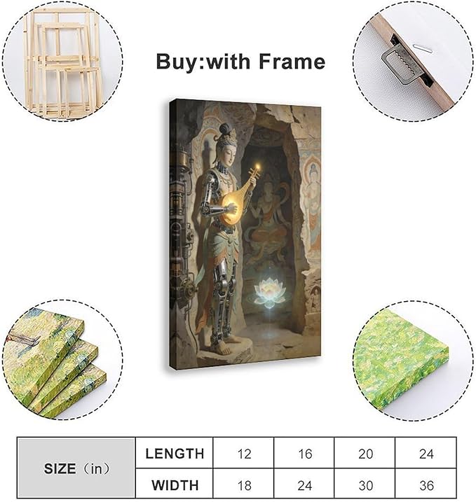 Framed Steampunk Mechanical Fairy Wall Art - Cultural Retro-Futuristic Poster for Home Office Bedroom Decor 24x36inch(60x90cm)