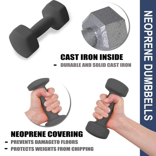 Balelinko Home Gym Equipment Workouts Strength Training Weight Loss Pilates Weights Yoga Sets Weights for Women, Men, Seniors and Youth, 12LB Gray, Pair