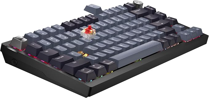 Corsair K65 Plus Wireless 75% RGB Mechanical Gaming Keyboard – Pre-Lubricated MLX Red Linear Switches – PBT Dye-Sub Keycaps – PC, Mac, PS5, PS4, Xbox, iPad – QWERTY NA – Black/Gray