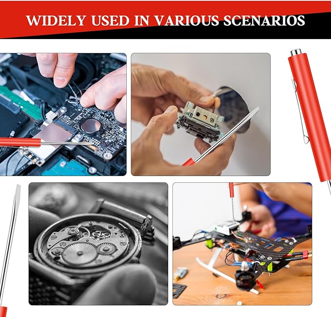 24 Pieces Pocket Screwdriver Mini Tops And magnetic pocket screwdriver with A Single Blade Head for Mechanical, Electrician (Red)