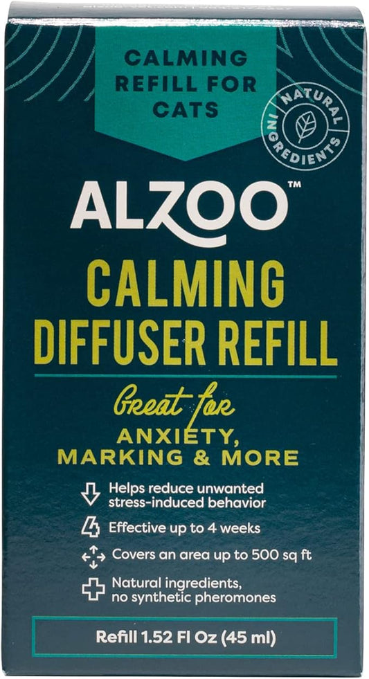 Calming Diffuser Refill for Cats, Helps Reduce Unwanted Stress-Induced Behavior, 100% Plant-Based Active Ingredients, Covers Up to 500 Sq. Ft, 1.52 Fl. Oz.