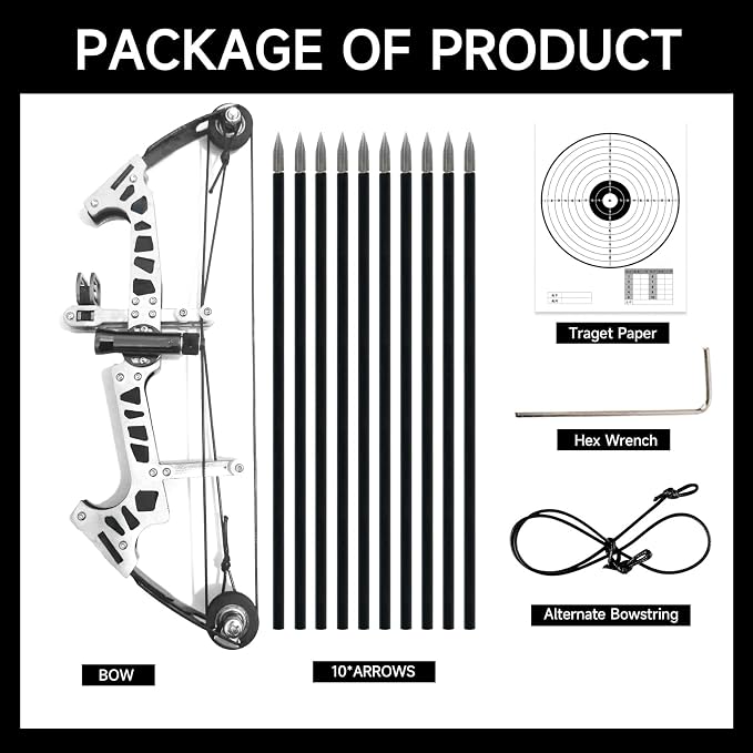 Archery Bow Set Left and Right Hand Compound Bow Hunting Bow Metal Material Catapult RH/LH for Practice Archery
