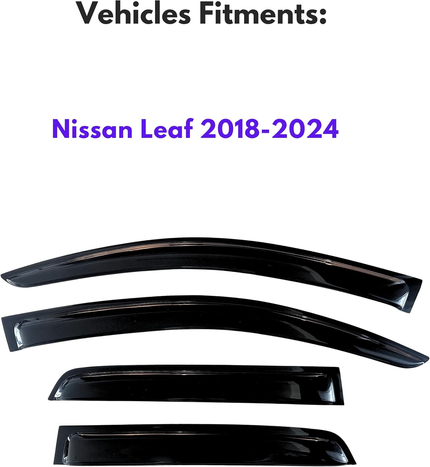 KPY Window Visor Compatible with Nissan Leaf 2018-2024, Rain Guard Side Window Vent Deflectors Tape-On Style, 2018 2019 2020 2021 2022 2023 2024