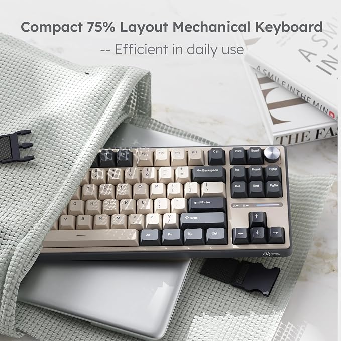 RK ROYAL KLUDGE R87 Pro Wired Mechanical Keyboard with Hot Swappable Knob 75% RGB Backlit Gaming Keyboard 88 Keys TKL Gasket Mounted with QMK/VIA and Linear Creamy Switch