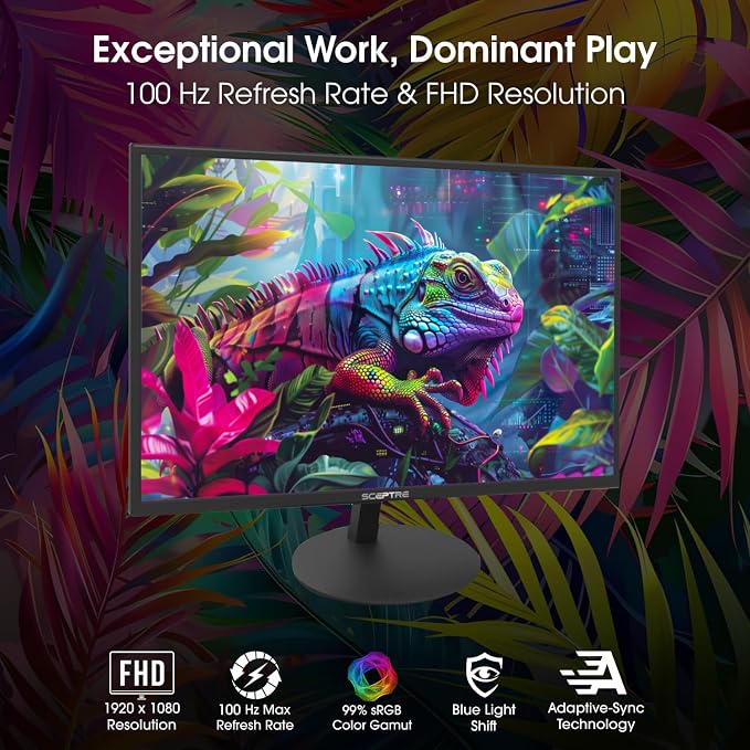 Sceptre E275W-19203R 27 inch1080P LED Monitor 99% sRGB 2X HDMI VGA Build-In Speakers, Machine Black (E275W-19203R series) | 27 FHD Va Panel, 3ms G-to-G, Srgb 94%, 2x3w Speakers, Vesa 100x100