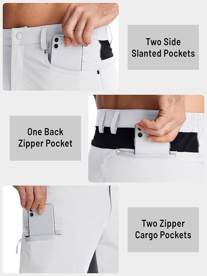 TACVASEN Men's Hiking Cargo Shorts 10" with Zipper Pockets Quick Dry Casual Stretch Golf Work Short Outdoor Summer