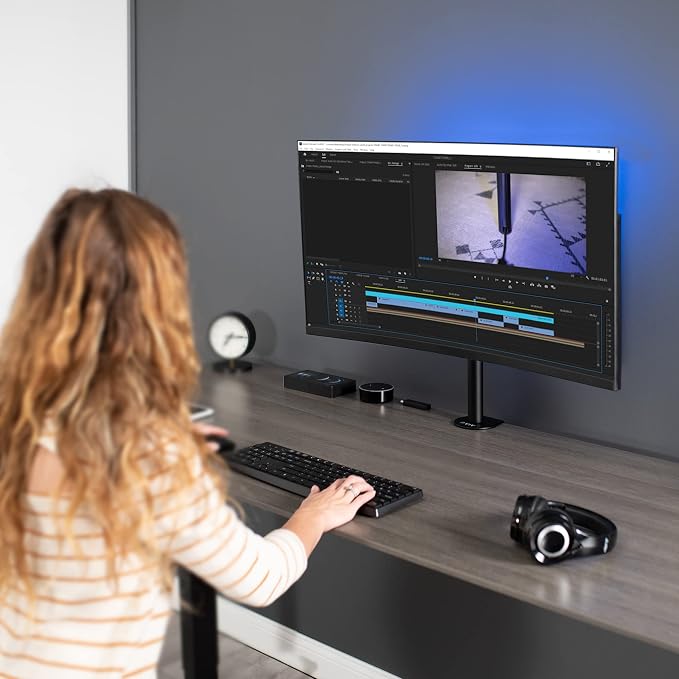 VIVO Single 13 to 38 inch LCD Monitor Heavy Duty Desk Mount Stand, Holds 1 Standard to Ultrawide Screen up to 38 inches, STAND-V001C