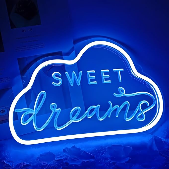 Sweet DreamsLED Neon Sign for Wall Decor USB Adjustable Brightness Living Room Bars Barbers Pub Wedding Party Salon Club Gatherings Gaming Room Man Cave Halloween Christmas Birthday Art Wall Decor
