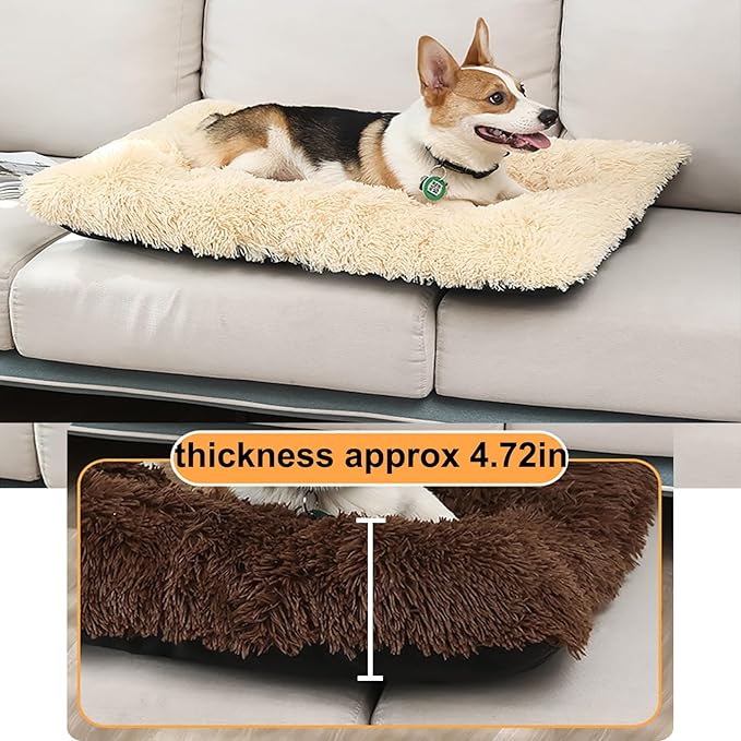 Dog Crate Mat, Dog Bed for Large Dogs, Comfy Fluffy Kennel Pad Anti-Slip for Dog beds & Furniture, Quilted Dog Bed for Pets for Medium/Small Dogs Cats (Color : Apricot, Size : 43x29)