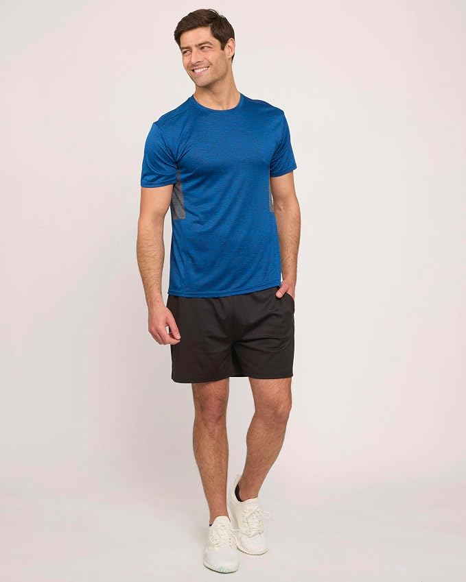5 Pack Men's Dry Fit Short Sleeve T-Shirt Gym Workout Athletic Running Tee | Cooling, Moisture-Wicking, Crew Neck, Quick-Dry, Breathable, Active, Exercise, Fitness, Basketball, Cycling, Hiking, Tennis