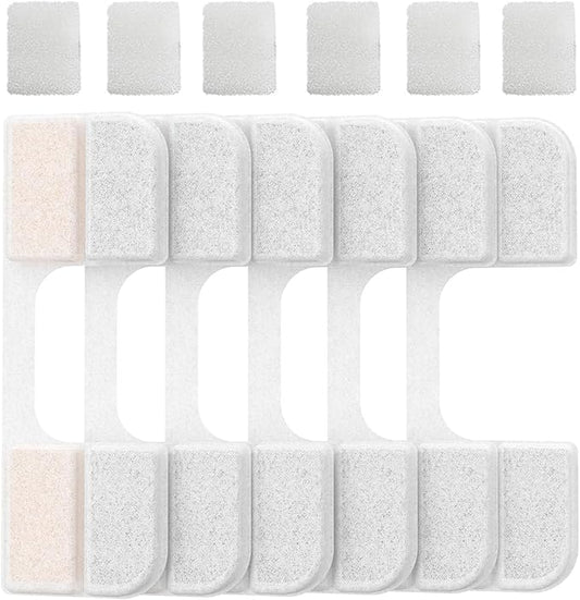 6 Pack Replacement Filters + 6 Pump Sponges for Cat Water Fountain [FN-W17] - 108oz/3.2L Pet Water Fountain Filters