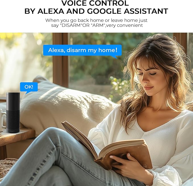 PGST Home Security Alarm System,Wireless Home Security Systems with DIY Expandable Door Sensor,Motion Detector,4G GSM/Tuya App Alerts,Compatible with Alexa for Villa,Apartment (A02F-US-D)