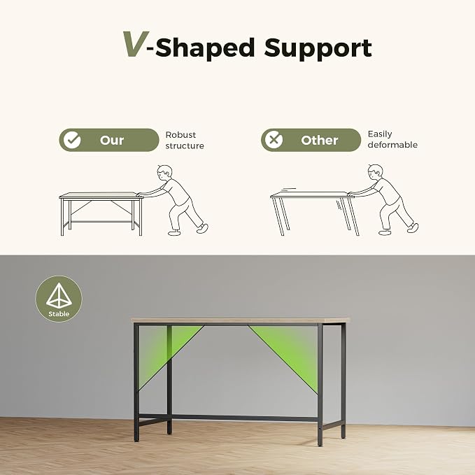 Mericonia 55x20 Inch Computer Desk, 0.6" Thick Small Office Table | Modern Simple Style, Study & Writing Table for Home Bedroom Work, Brown