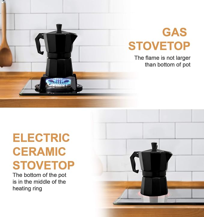 Mixpresso 3 Cup Moka Pot Stovetop Espresso Maker, Italian Cuban Coffee Pot | 5oz aluminum Italian coffee maker for gas and electric stovetops, small design for traditional coffee at home, Mug 4.4 Oz
