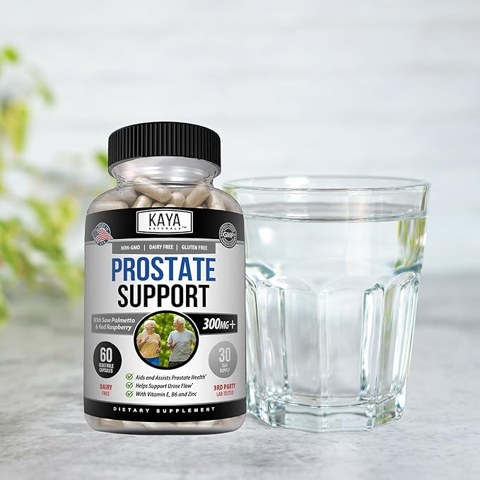 Kaya Naturals Prostate Support - Saw Palmetto, Potent DHT Blocker for Hair Growth, Promote Sleep, Beta Blocker to Reduce Frequent Urination, Support Bladder Emptying & Stamina Supplement (60 Capsules)