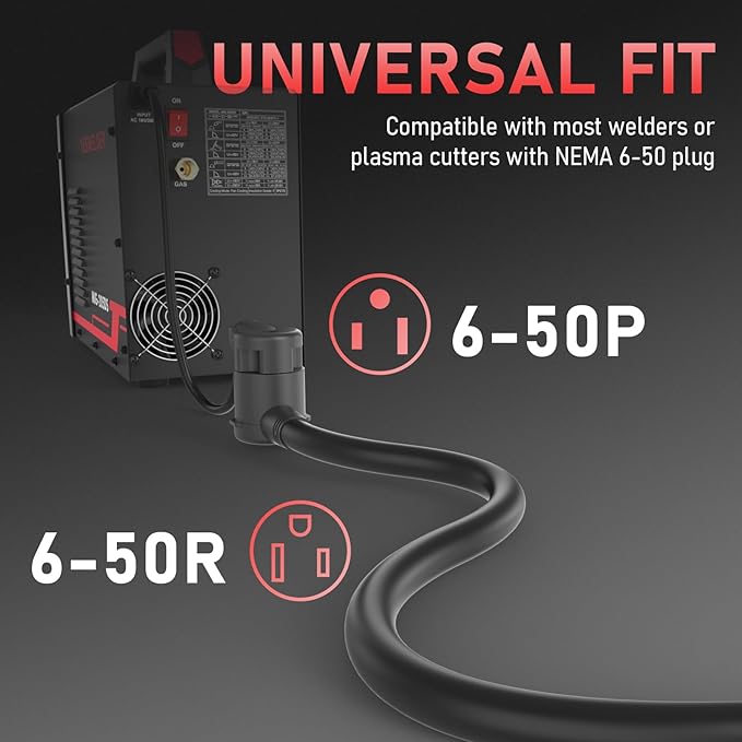YESWELDER 20ft 250 Volt Welder Extension Cord 8 AWG Power Extension for Welding Machines， NEMA 6-50P to 6-50R