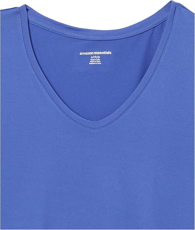 Amazon Essentials Women's Active Quick Dry Tech Stretch Short-Sleeve V-Neck T-Shirt (Available in Plus Size), Pack of 2